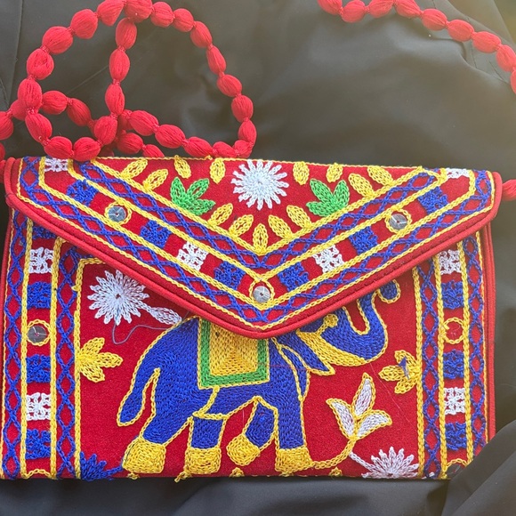 Handbags - SNEH Rajasthani jaipuri Bohemian art embroidered foldover clutch purse
